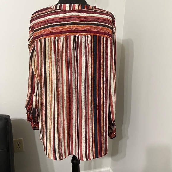ZAC AND RACHEL 1XL Blouse perpendicular Stripes with Adjustable Sleeves - Picture 2 of 9